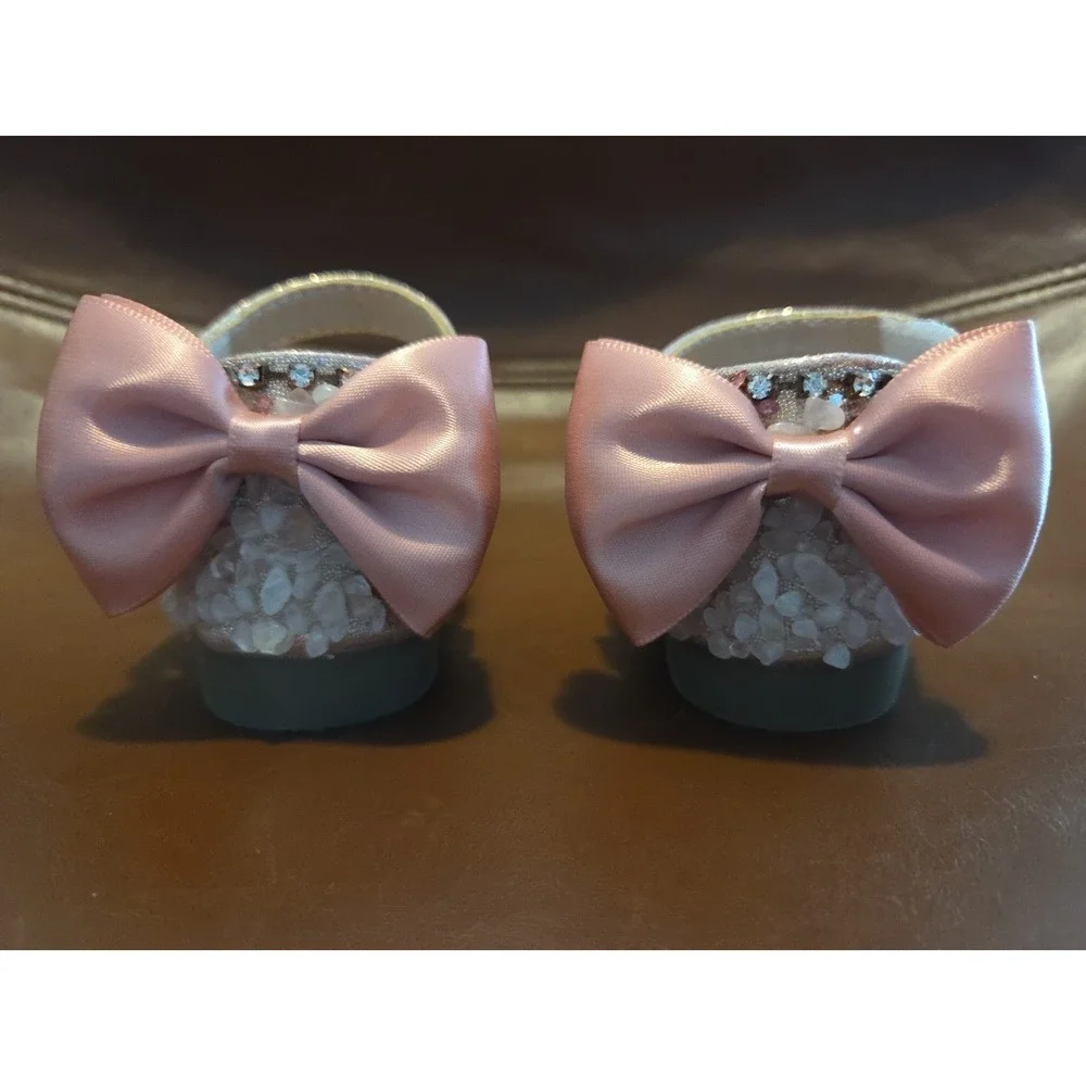 DINGDXIAOX‎ RIBBON GLITTER Pink BABY TODDLER SHOES SANDALS Size 6.5 US 22 EUR